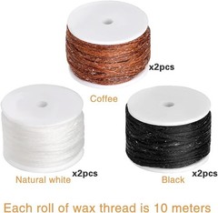 6 Pack Waxed Thread Leather Sewing Awl Replacement Spools, Repair 3 Colors
