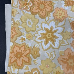 Vinyl Sheet Vintage 54”x45” Material Raw Edges Floral Yellow Orange Table Cover