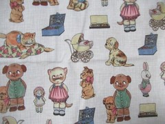 PAPER DOLLS &ANIMALS Sheryl Ray Marquez #28119 Windham COTTON FABRICS VTG 13″X