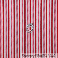BonEful Fabric FQ Cotton Flannel Red White Pink STRIPE Candy Xmas Calico US SALE