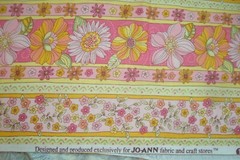 1.27 yd Jo Ann cotton Fabric Pink Yellow Flower Stripe Quilt Craft 44″ x 46″ BTP