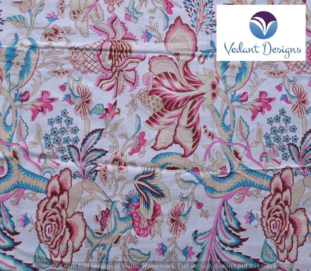 Indian Cotton Running Sewing Craft Floral Fabric Dressmaking 20 Yard