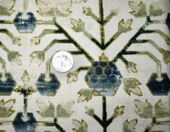 Zak+Fox KHOTAN — Indigo & Green Cotton/Linen Print Fabric LOT 16 LARGE REMNANTS