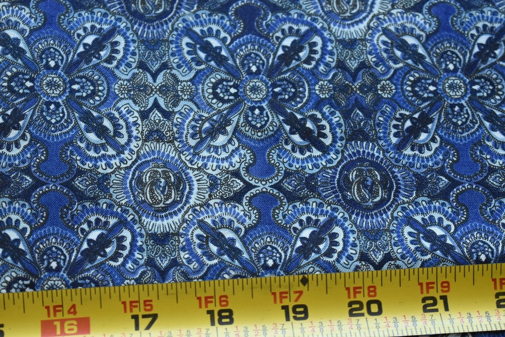 By 1/2 Yd, Blue Medallions on Quilt Cotton, Jo-Ann, Hudson Ohio, N5436