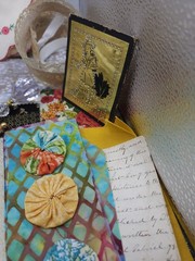 Vintage lace fabric buttons Sewing and craft Slow stitch junk journal kit K#22