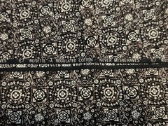 1.55 Yds 36″ W. Black & White Rosette A Regulated Cotton Never Misbehaves Fabric