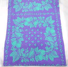 102×73″ Green Purple Fruit Vegetable Vine Grid Scotchgard Fabric Cotton?