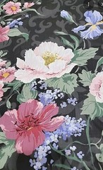 Vintage Daisy Kingdom Black Poppy Damask Floral #5108: 5 yards Fabric USA
