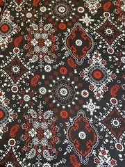 Black & Red Bandana Print Poly Cotton Fabric, BTHY