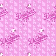 MLB Los Angeles Dodgers Breast Cancer Pink 60398-B Cotton Fabric by the Yard