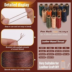 KAQRHFT 0.55 mm Round Waxed Thread, 14 Colors 76 0.55mm 70m, Classic Color A