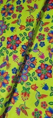 Elizabeth Studio Tucson Lime Green Hummingbird Flower Quilt Fabric by the Yard