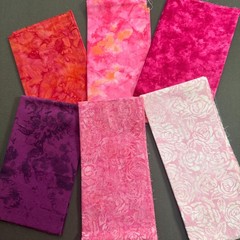 Pink Red Purple Fabric Lot Fat Quarters Quilting Cotton Batik + Mettler Thread