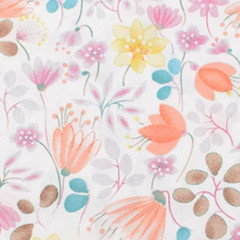 CraftsFabrics 7Pcs/lot White Floral Fat Quarter 100% Cotton Twill Printed Fabric