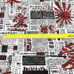 T-shirt Fabric Newspaper Oriental Stretch 60″W Cott-Span Lot of 1` yard & 30″ $7