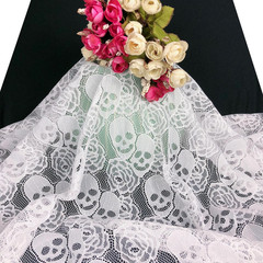 White Skull Lace Fabric, 60 * 36 Inches Solid Fabric Lace, 1 Yard Floral Wedd…