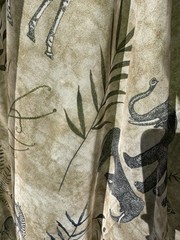 NEW SAFARI animals Sheer Fabric Voile Elephants Giraffe Gray Green 7 YDS Leopard