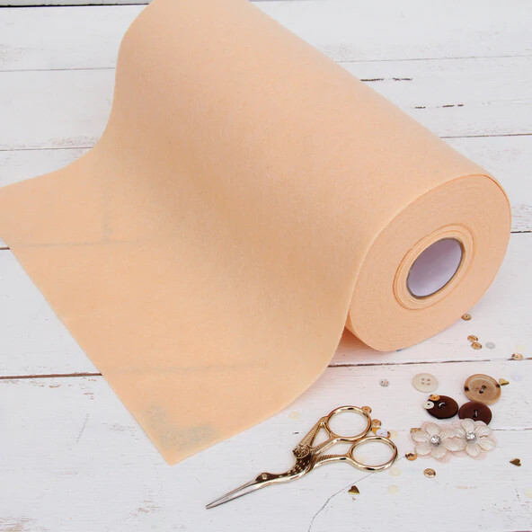 Premium Felt Roll – 12″ x 10yd – Peach – Soft Wool-Like 1.2mm Thick