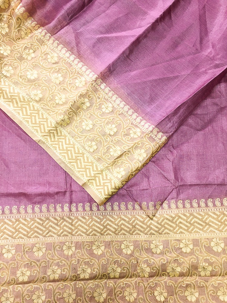 Pure Tussar Sari, Silk Fabric 5 Yard, Recycled Natural Vintage Fabric TSS3286