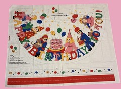 Vintage Magical Birthday Party Cape Fabric Kids Balloons Cake Cotton USA READ