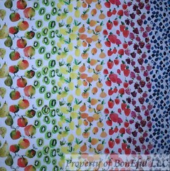 BonEful Fabric FQ Cotton Quilt White Rainbow Fruit Stripe Strawberry Blue*berry