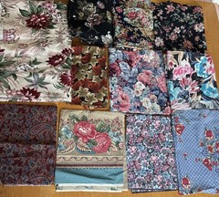 Vintage Fabric Lot Cotton Floral Dark Moody Victorian Cottagecore Calico 4.5 Lb+