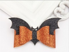 2 pc Halloween Bat DIY hair bows pre-assembled just add clip or headband Glitter