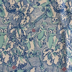Lilly Pulitzer Kappa Kappa Gamma Blue Owl Print Cotton Material NEW 36″x60″