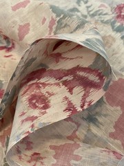 VTG SHABBY FADED PINK ROSE FLORAL COTTON FABRIC 35×171 45Y G2U