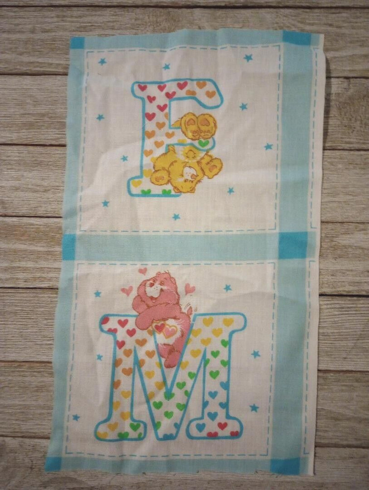 care bears letter monogram fun fabric F M 5 x 5 inch 2 blocks 1pc