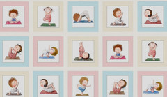 1 panel cotton fabric 23″ x 44″ Elizabeth’s Studio Yoga Babies exercise poses