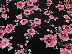 Floral Jersey Knit Print Black Colors Rose By The Yard
