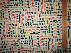 Sushi Fish Realistic Food Aqua Cotton Fabric FQ