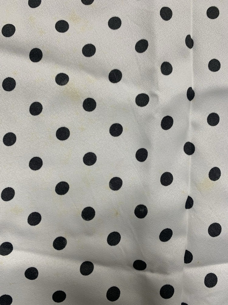 Vintage Black Polka Dots White Fabric 43” X 75” 2 Yards Polyester ? Craft Dot