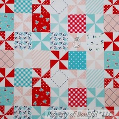 BonEful Fabric FQ Flannel Cotton Quilt Red White Blue US Patchwork Flower Calico