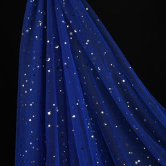 54″ X 8 Yards Glitter Tulle Fabric Rolls Golden Stars and Moon Tulle