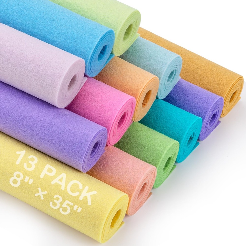 13 PCS Spring Colorful Large Stiff Felt Fabric Sheets 8×35 Inch 1.2mm Thick