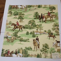 THIBAUT LT Yellow CASTLE PINE EQUESTRIAN Horsed 25″ Square Cotton Sateen Fabric