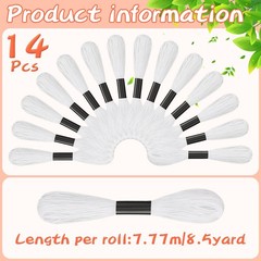14 Skeins White Embroidery Thread: Floss 120 120 Yards,