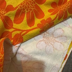 Vtg 60s 70s Neon Orange yellow NOS Terry Flower Power Material 102” X 44”