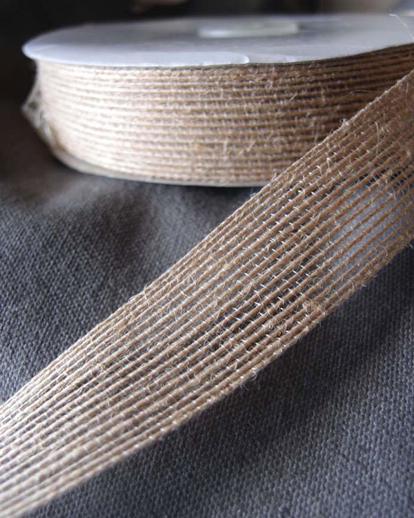 Burlap Ribbon 1″ wide 25 yards With Sewn Edge
