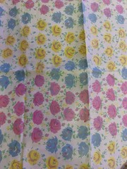 VTG Yellow Pink & Blue Florals White Granniecore Cottagecore BTFQ 36″wide