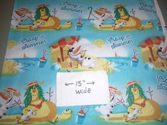 Frozen, Olaf “Crazy For Summer” Cotton fabric 15 INCHES WIDE and 36 inches long