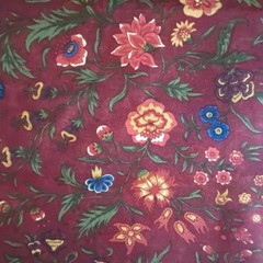 2 YD Jacobean Floral Fabric Thistle Farm Moda Cotton Print Wine Red