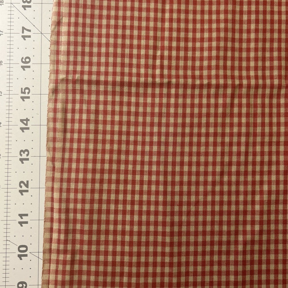 Homespun Look Red Beige Checks Cotton Fabric 1/2 Yard (18 By 42”) New