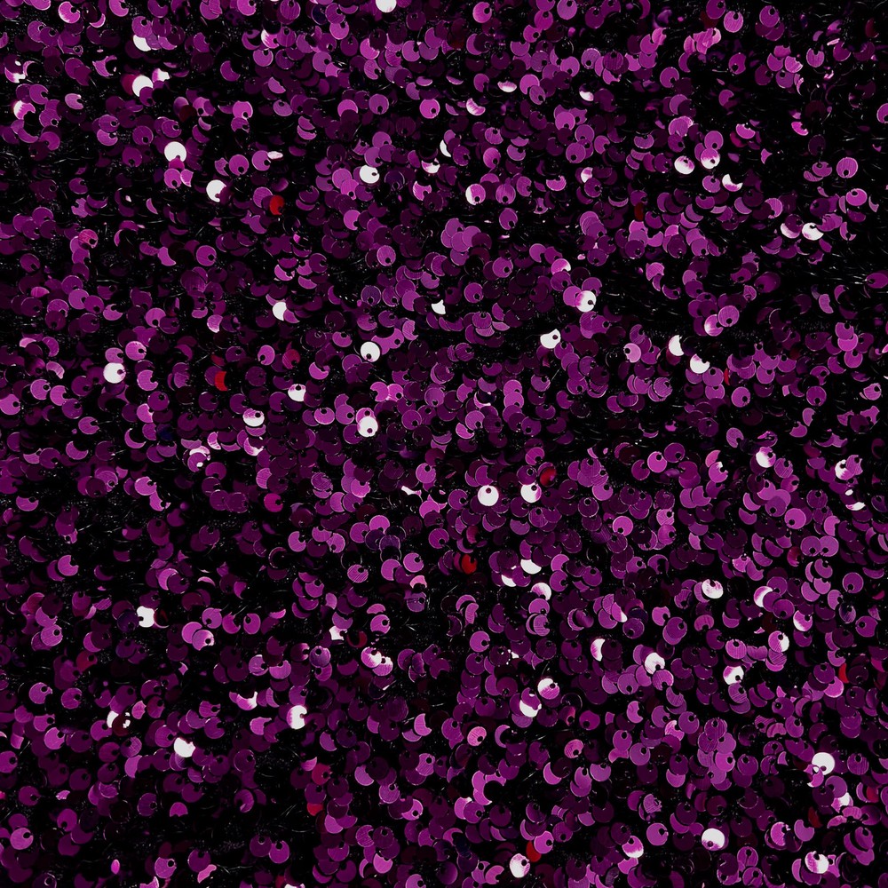 Stephanie EGGPLANT Overlap Sequins on PLUM Stretch Velvet Fabric by the Yard fo
