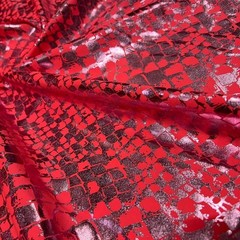Animal Print Metallic Vibrant Red Snake Fabric 50″ wide Swimsuit Spandex By Yard