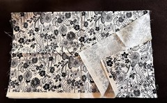 4 Japanese Cotton Fabrics cream black Geishas Chrysanthemums 2 yards Bundle