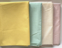 Vintage Yellow Red Mint Green White Flocked Swiss Dot Cotton Fabric 6 + yds