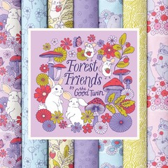 1/2 Yard Organic Cotton – Forest Friends | Mushroom Bunnies by Cloud9 Fabrics